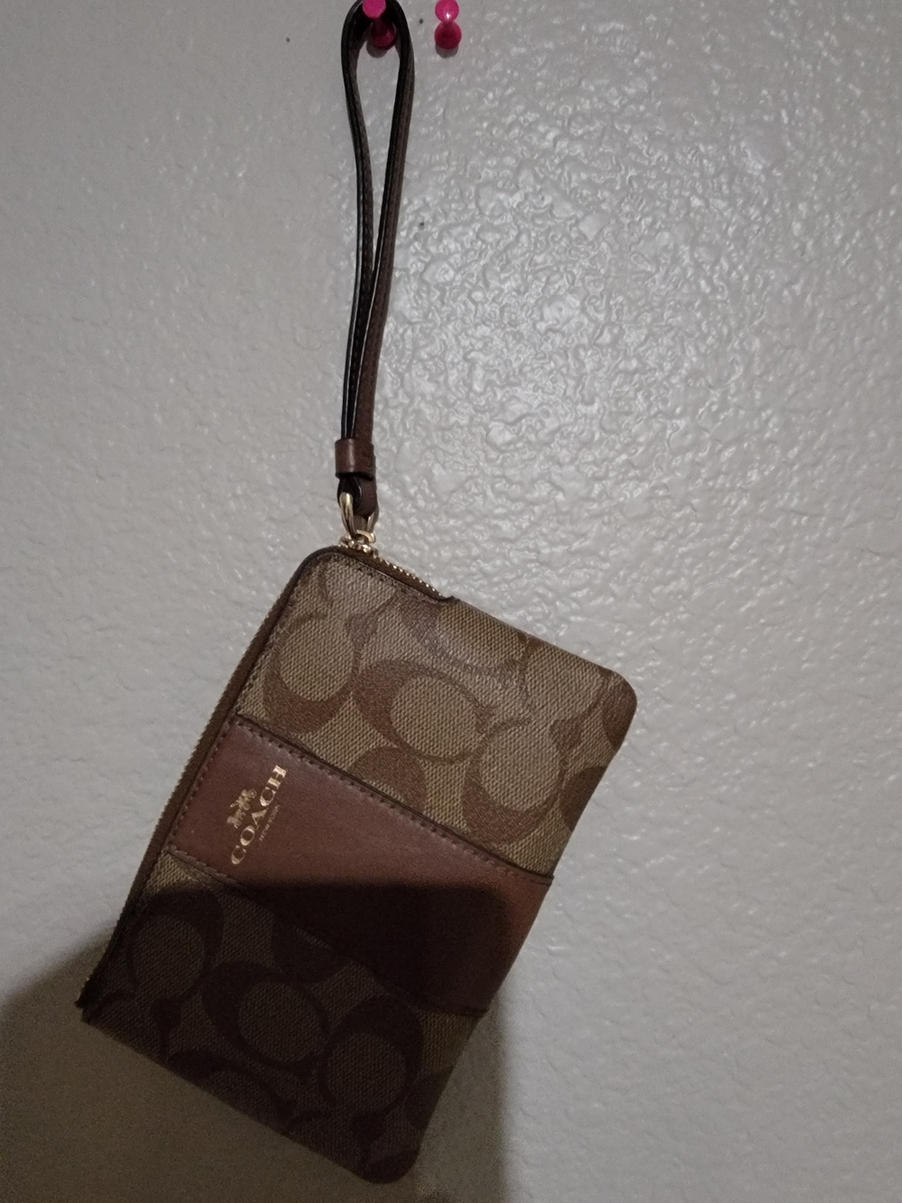 Coach Brown and Tan Signature Wristlet
